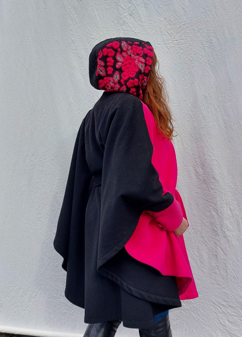 Vlněná pelerína - růžová